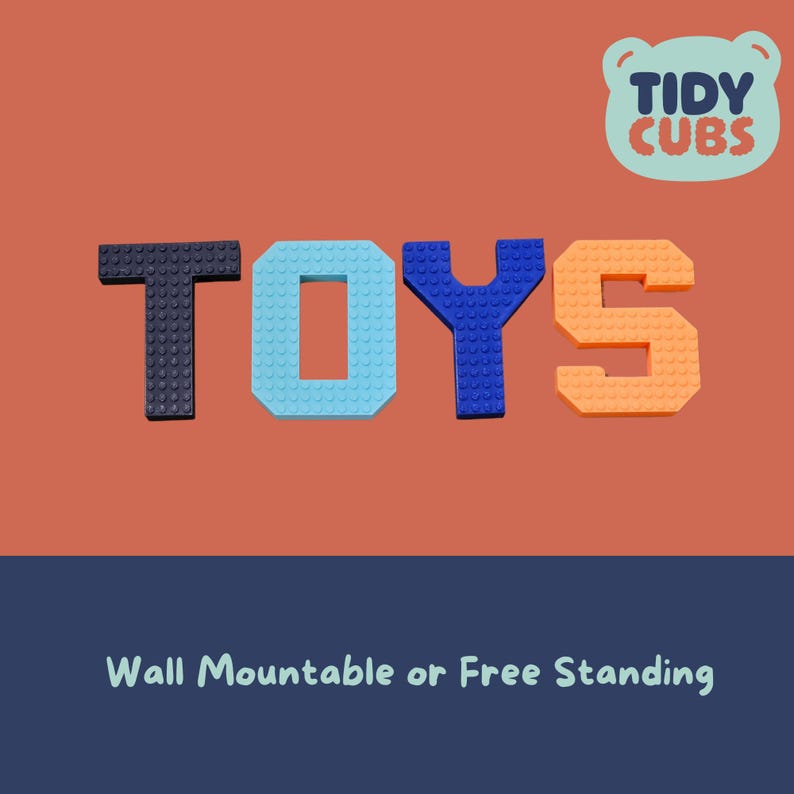Custom 12cm Building Brick Letter Name Sign - Personalized Kids Room Decor Free Standing Name Display for Nursery Compatible with Brick Toys image 8