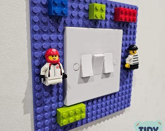 Brique de construction Interrupteur Surround Royaume-Uni EU Décoration de chambre d'enfants Compatible avec les jouets en brique Personnalisable pour chambre de bébé Chambre d'enfant