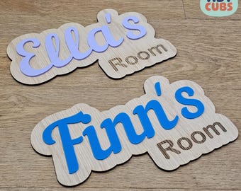 Personalised Bedroom Sign, Kids Door Sign for Bedroom, Wood Acrylic Name Sign, nursery name sign, Teen Gift Name Plaque, Children sign