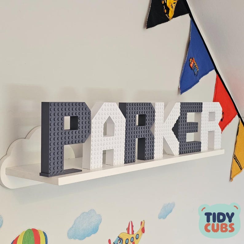 Building Brick Name Display Custom Letter Collection Nursery Wall Decor Lego Style Design Premium Construction Material Twenty Color Options Personalized Baby Room Gift Modern Decor Piece Mountable Installation Beautiful Display Collection