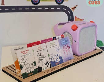 Wooden Yoto Player and Audio Card Storage Board Personalized Holder Display Stand Organizer Gift for Kids Families nursery decor toy storage