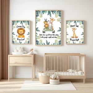 Safari Nursery Wall Art Printable Watercolor Safari Animals Boho Baby Lion Bedroom Decor Kids Room Nursery Print