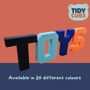 Custom 12cm Building Brick Letter Name Sign - Personalized Kids Room Decor Free Standing Name Display for Nursery Compatible with Brick Toys image 6