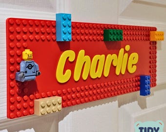 Custom Nursery Decor Building Brick Name Sign | Childrens Room Personalised Decoration | Bedroom wall Display