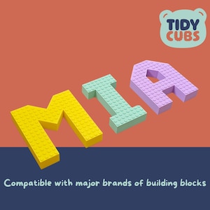 Custom 12cm Building Brick Letter Name Sign - Personalized Kids Room Decor Free Standing Name Display for Nursery Compatible with Brick Toys image 7
