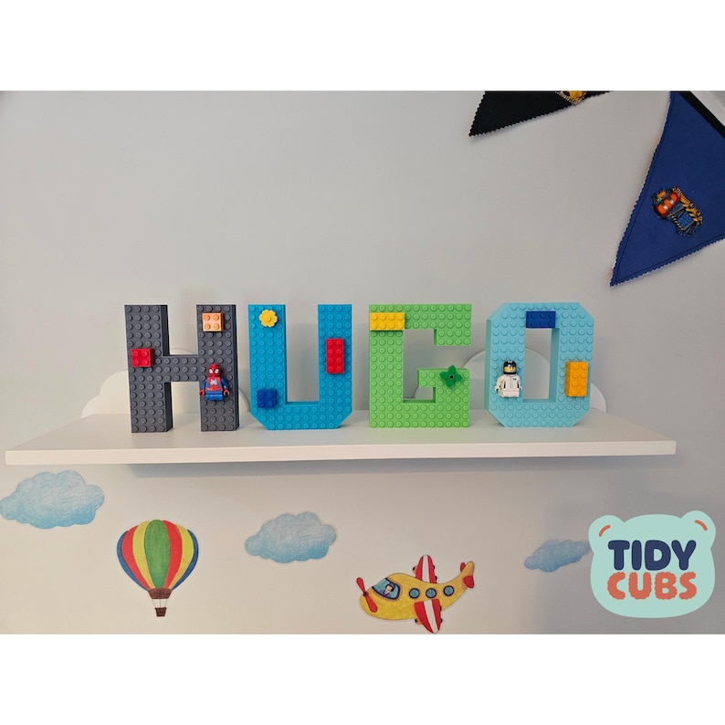 Building Brick Name Display Custom Letter Collection Nursery Wall Decor Lego Style Design Premium Construction Material Twenty Color Options Personalized Baby Room Gift Modern Decor Piece Mountable Installation Beautiful Display Collection