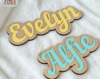 Custom Layered Wood Acrylic Nursery Name Sign Childrens bedroom Decor