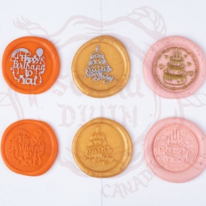 Sello de cera de feliz cumpleaños • Pegatinas • Velas • Bebé • Topper para pasteles • Madera • Hecho a mano • La cera se derrite • Sello de cera • Arco iris • Sello de cera
