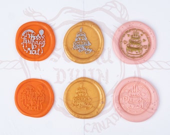 Happy Birthday Wax Seal Stamp • Stickers • Candles • Baby • Cake topper • Wood • Handmade • Wax melts • Wax seal stamp • Rainbow • Wax stamp