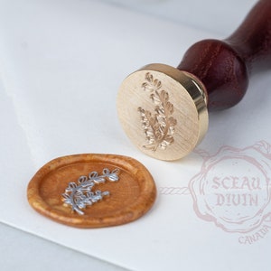 Tampon de cire de branche de feuille • Autocollants • Mariage • Plantes • Bois • Fait à la main • Fonte de cire • Timbre de sceau de cire • Cottagecore • Sceau de cire • Amour