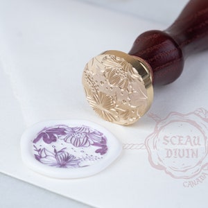 Poppy Flower Seal Stamp • Mariage • Plantes • Journal • Bois • Fleurs • Cire fond • Tampon de cire • Sceau de cire • Outils • Cottagecore • Timbre