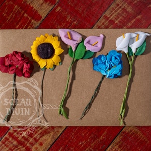 Mini ensemble de papeterie en papier kraft floral • Cottagecore • Enveloppes • Jardin • Fleurs • Cartes • Cartes de vœux • Tournesol • Rose • Botanique