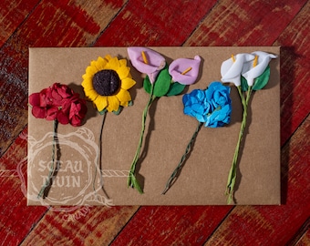 Mini Floral Kraft Paper Stationery Set • Cottagecore • Envelopes • Garden • Flowers • Cards • Greeting cards • Sunflower • Rose • Botanical