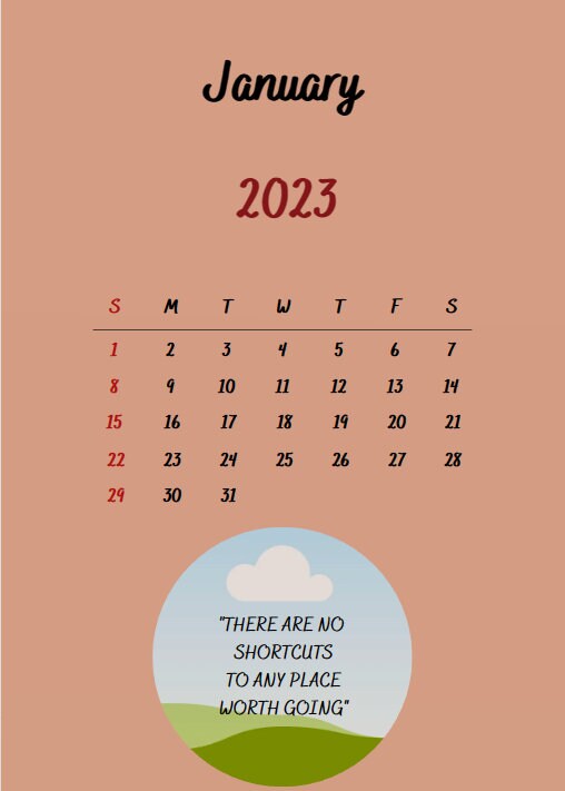 Printable 2023 Calendar With Beutiful Colors and Motivational Quotes to