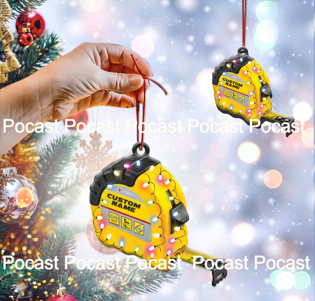 Sewing Measuring Tape Glass Ornament 3 1/4 by Cody Foster