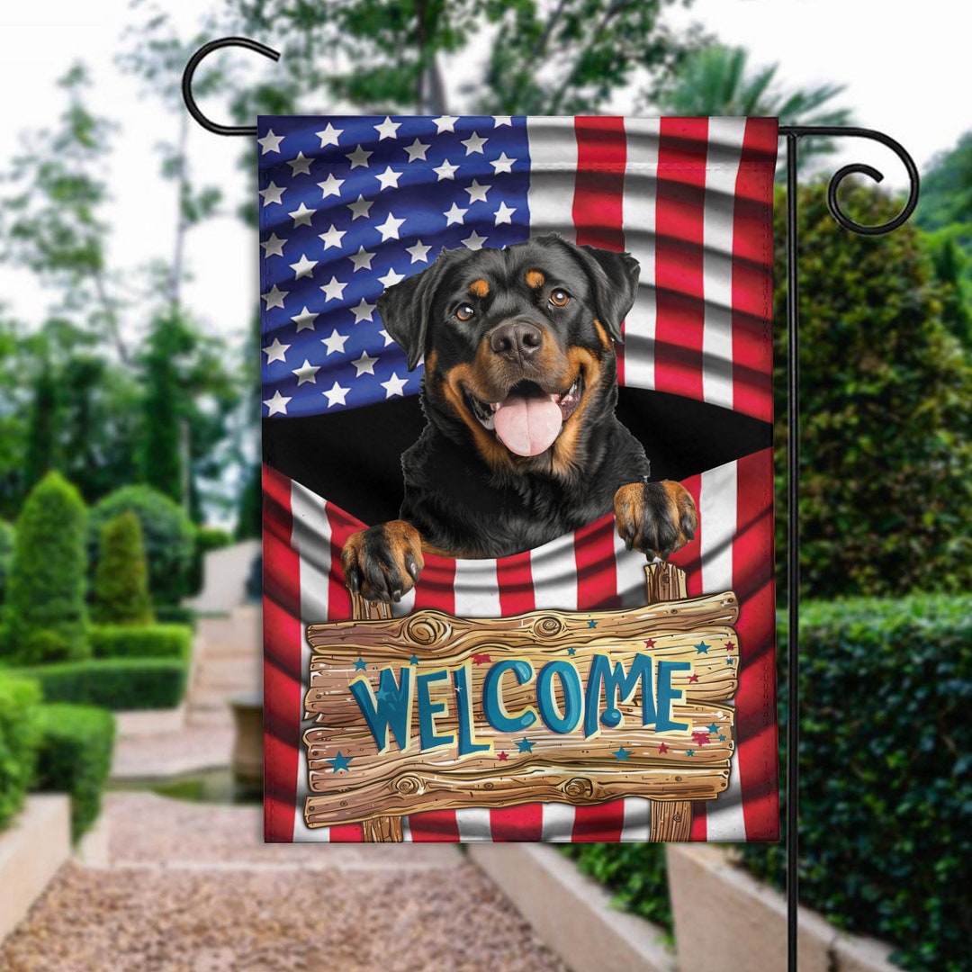 July Rottweiler Rottweiler Dog 4th July Flag Flag, Rottweiler Dog Happy Independence ...