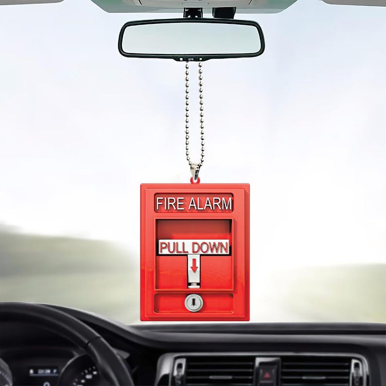Personalized Fire Alarm Ornament, Firefighter Car Ornament, Firefighter