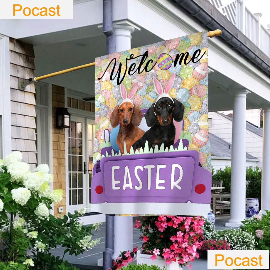 Discover Dachshund Dog Happy Easter Garden Flag, Easter Day Garden Flag