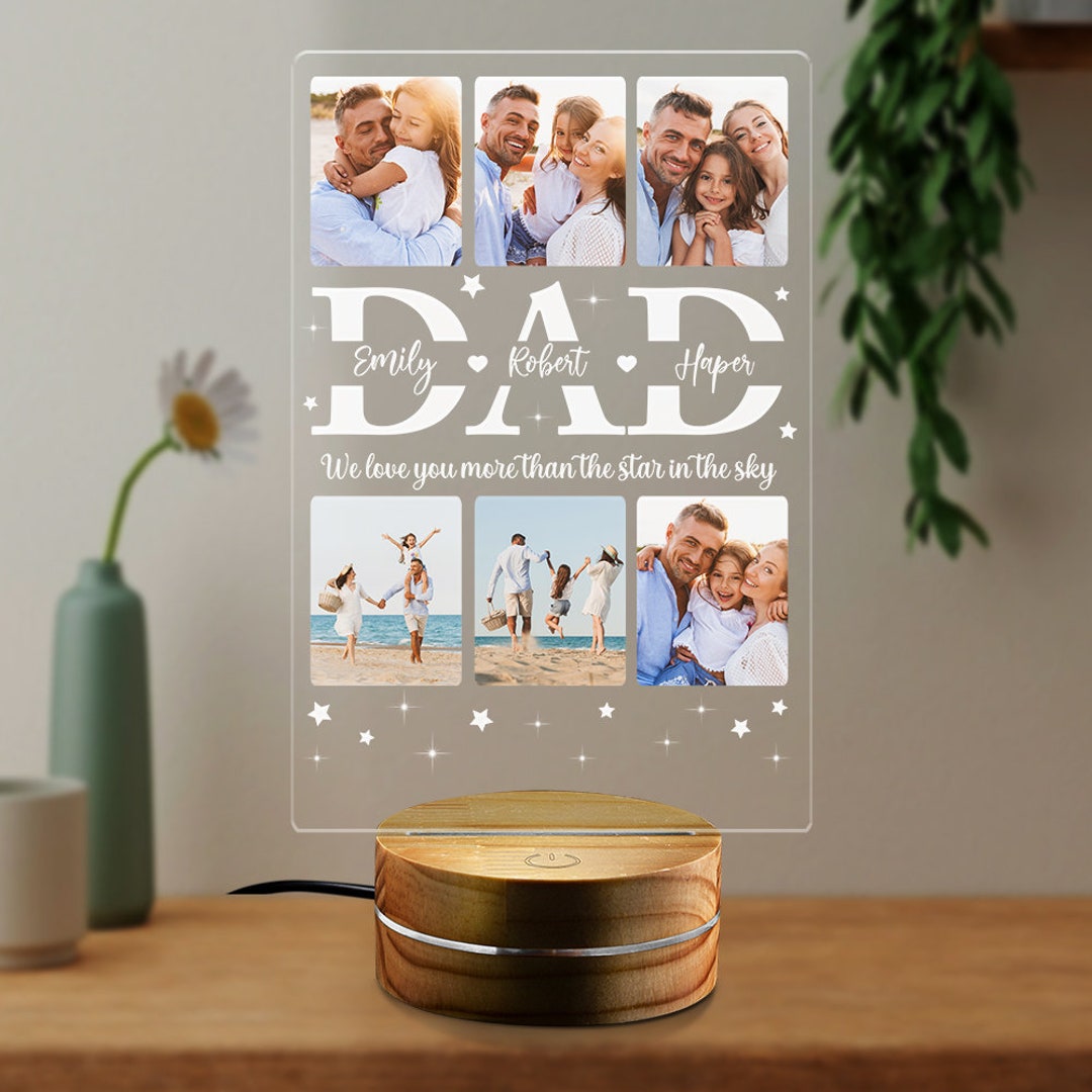 Personalized Photo Father's Day Night Light, Custom Love You Dad Night ...