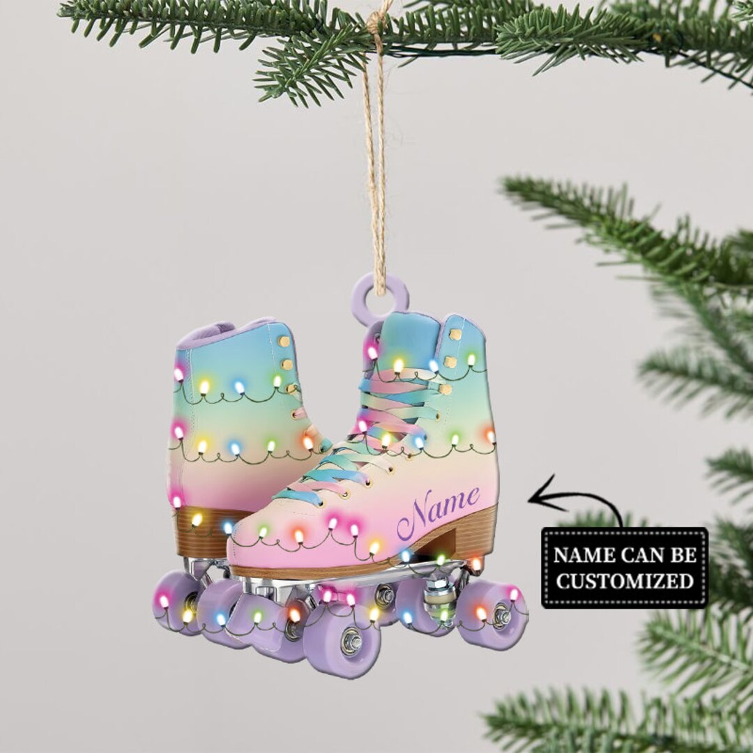 Personalized Roller Skate, Roller Derby Christmas Light Car Ornament