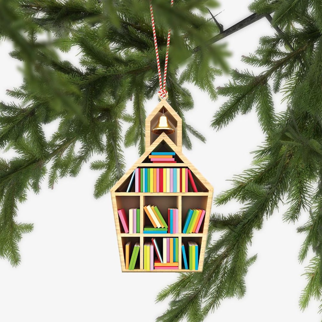 Personalized Bookcase Ornament, Book Car Ornament, Book Christmas ...