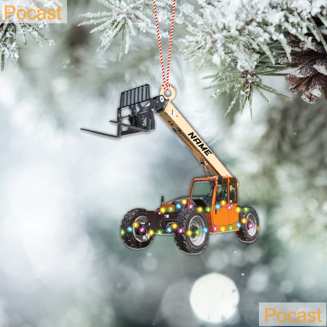 Telescopic Handler Forklift Christmas Ornament, Custom Forklift Truck