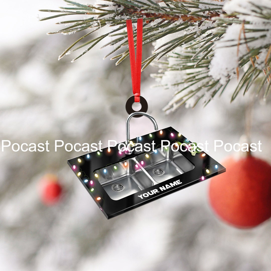 Kitchen Sink Stainless Steel Christmas Ornament, Dishwashing Stainless