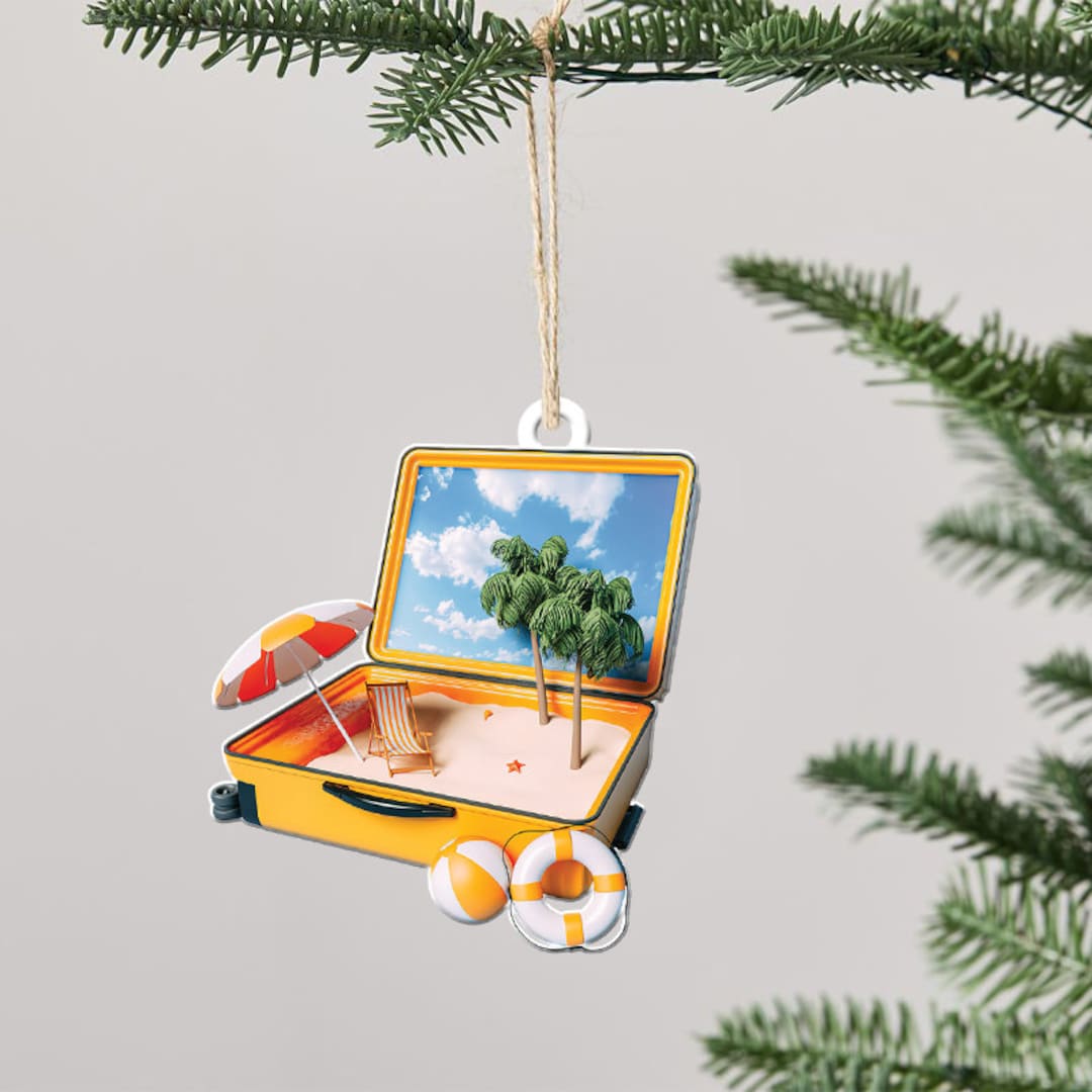 Travel Suitcase Christmas Ornament, Vacation Ornament, Gift for