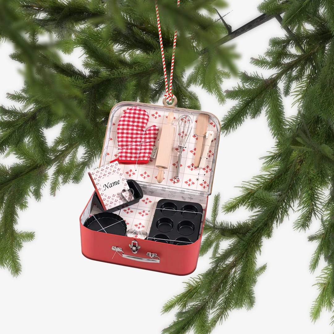 Personalized Baking Box Ornament, Baking Car Ornament, Bakery Christmas