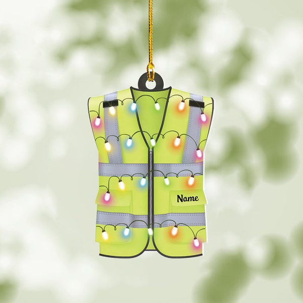 Safety Vest Ornament, Constructor Christmas Ornament, Safety Coat Christmas Tree Decor, Safety Jacket Ornament, Builder Gift TD-0814-SGMK