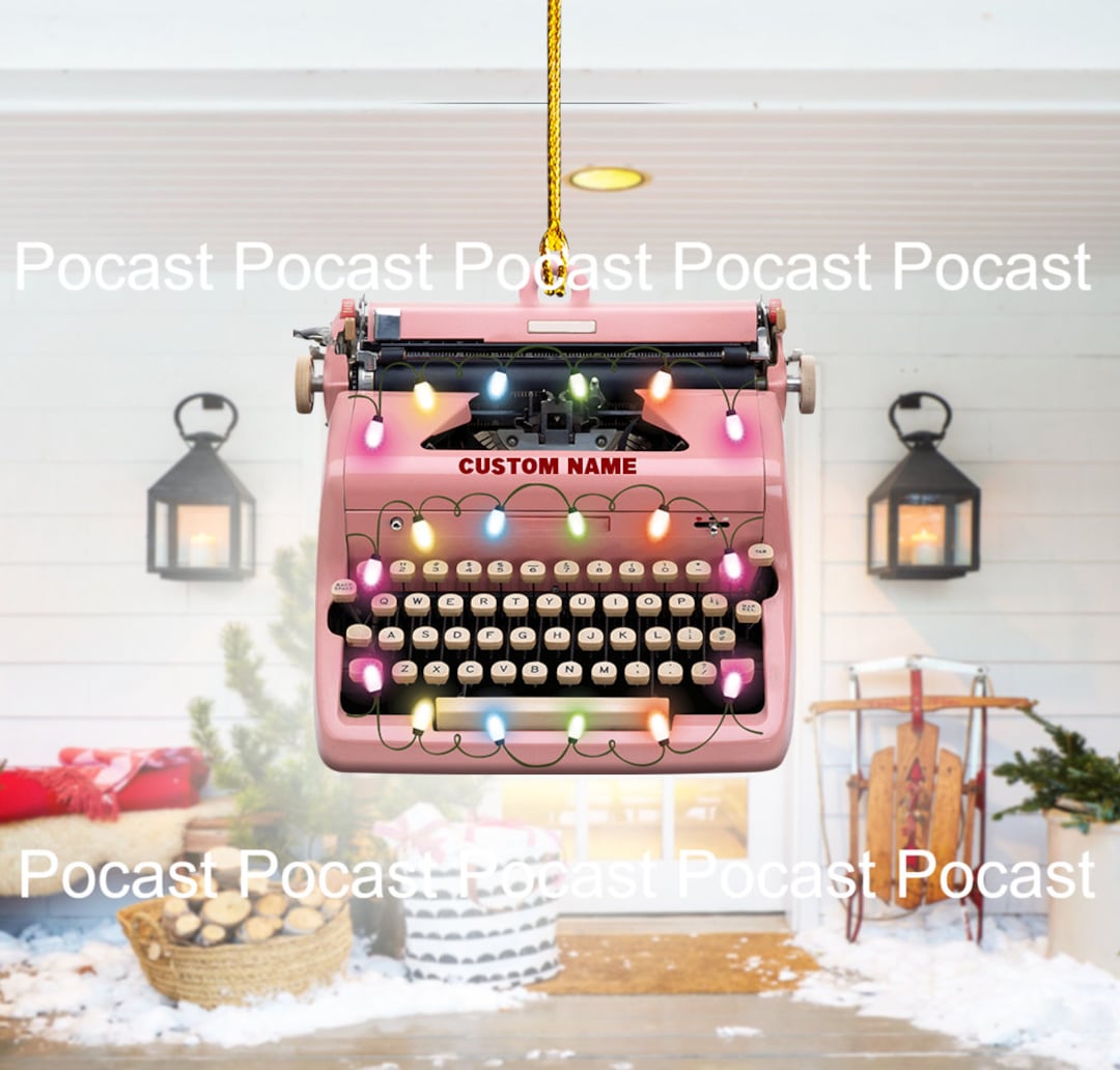 Pink Typewriter Ornament, Typewriter Gift, Author Writing Ornament