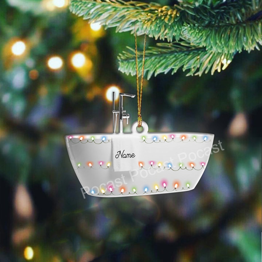 Bathtub Christmas Light Ornament, Christmas Tree Decor, Loved Bathtub