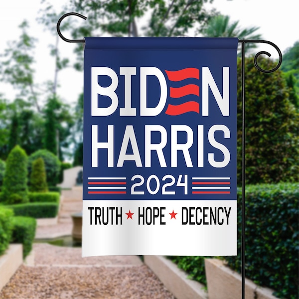 Biden Harris 2024 Truth, Hope, Decency Double-sided Flag, Biden Harris 2024, America Election Flag, Joe Biden For President TD-0319-ELEI