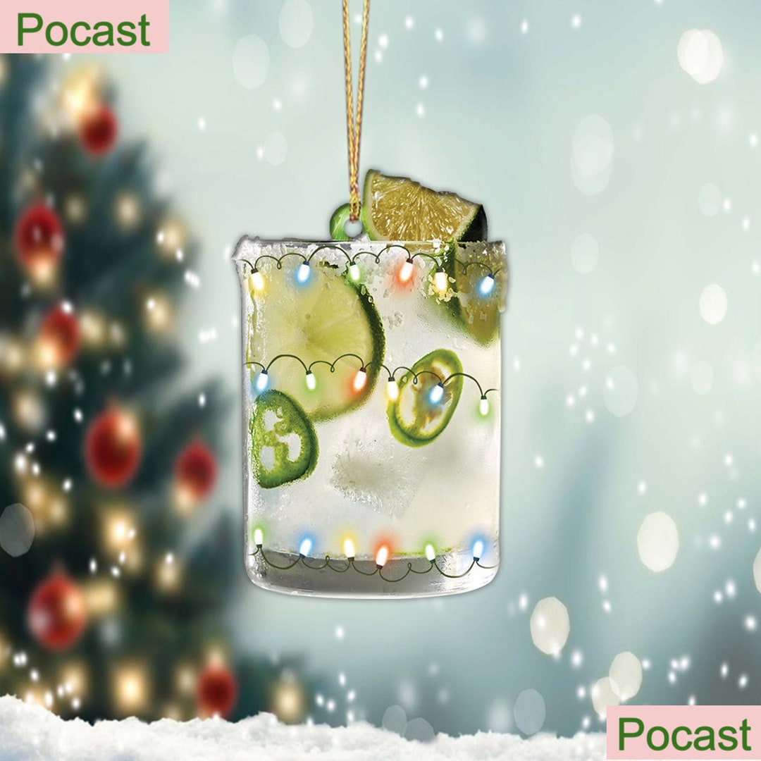 Cocktail Glass Christmas Ornament, Merry Cocktail Glass Christmas