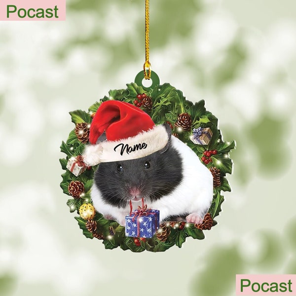 Personalized Santa Hamster Christmas Ornament Gift, Custom Name Hamster Ornament, Cute Hamster Christmas Tree Decor, Christmas Gift Unt16