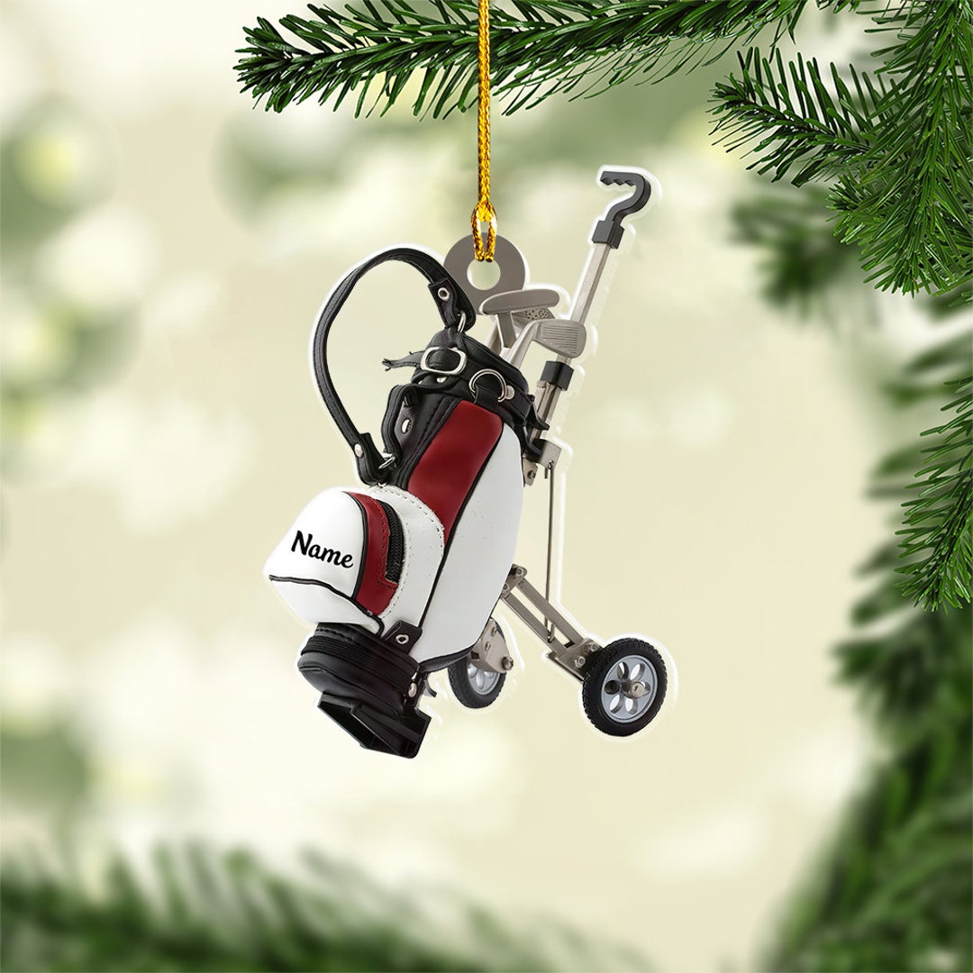 Golf Bag Light Christmas Ornament, Personalized Golf Ornament, Ornament for Golf Lover, Golf Bag