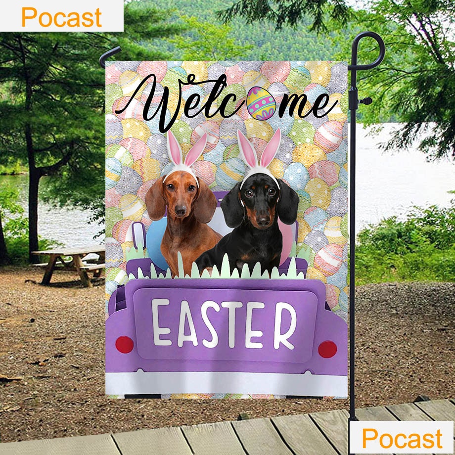 Discover Dachshund Dog Happy Easter Garden Flag, Easter Day Garden Flag