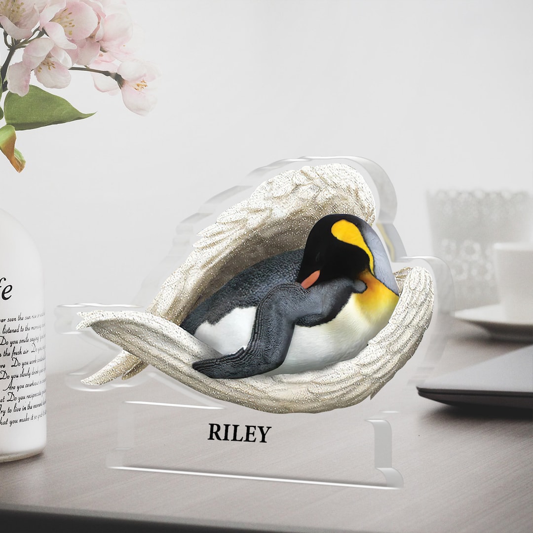 Personalized Penguin Angel Wings Acrylic Plaque, Penguin Acrylic ...
