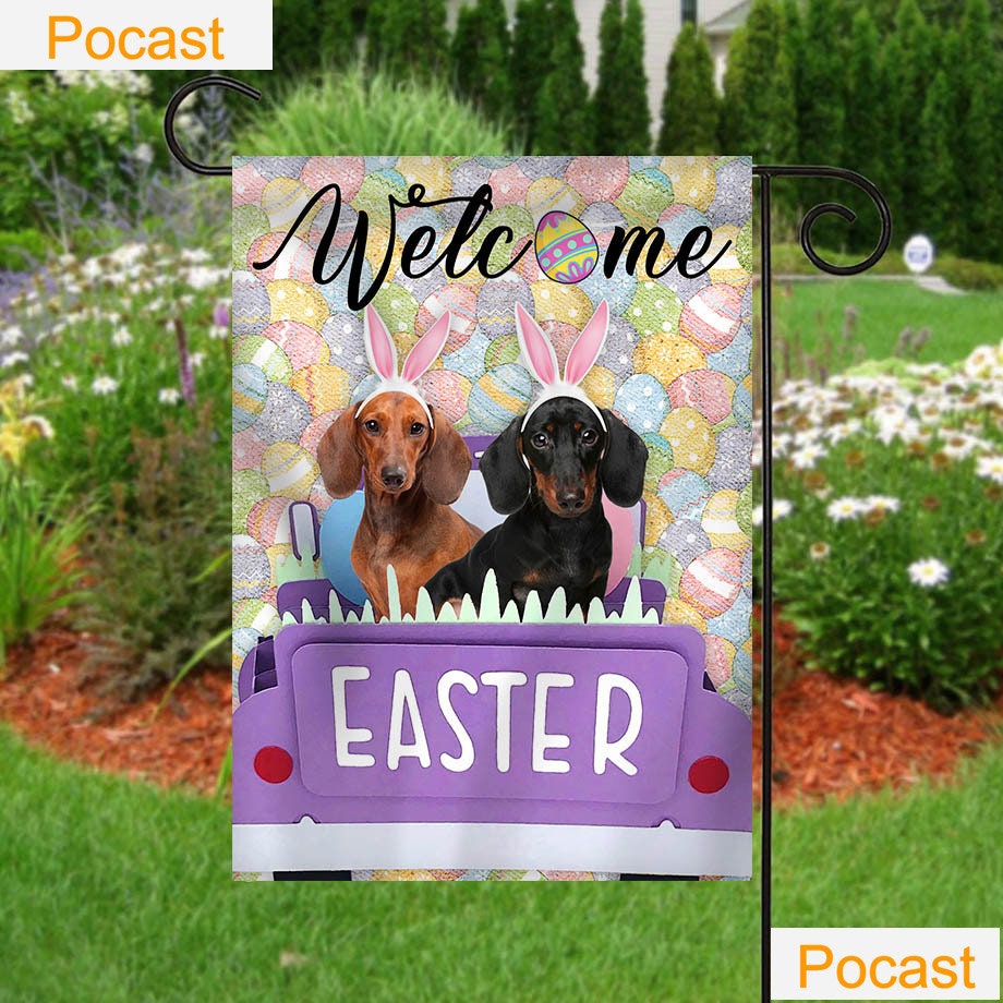 Discover Dachshund Dog Happy Easter Garden Flag, Easter Day Garden Flag