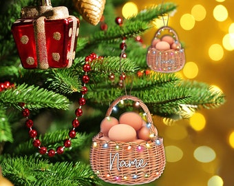 Personalized Egg Basket Christmas Light Ornament, Egg Basket Car Hanging Ornament, Egg Basket Lovers Ornament Gift TD-0718-TZF2