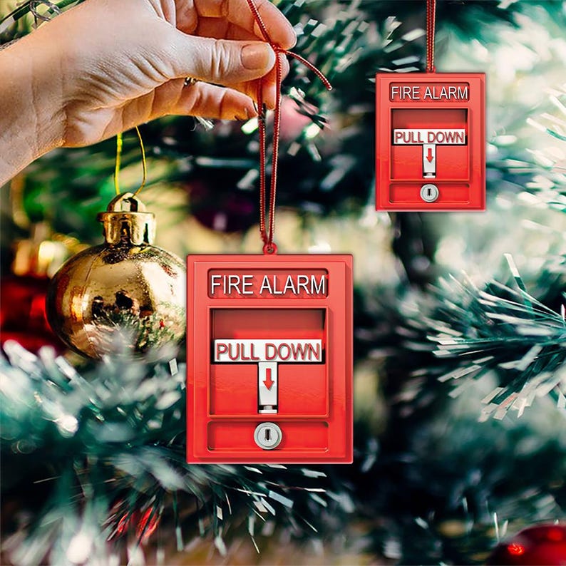 Personalized Fire Alarm Ornament, Firefighter Car Ornament, Firefighter
