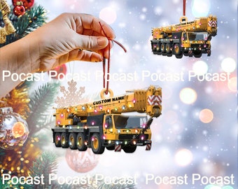Custom Crane Vehicles Ornament, Heavy Equipment Operator Ornament, Excavator Car Ornament, Excavator Xmas Ornament, Digger Gift ID-1025-WUMX