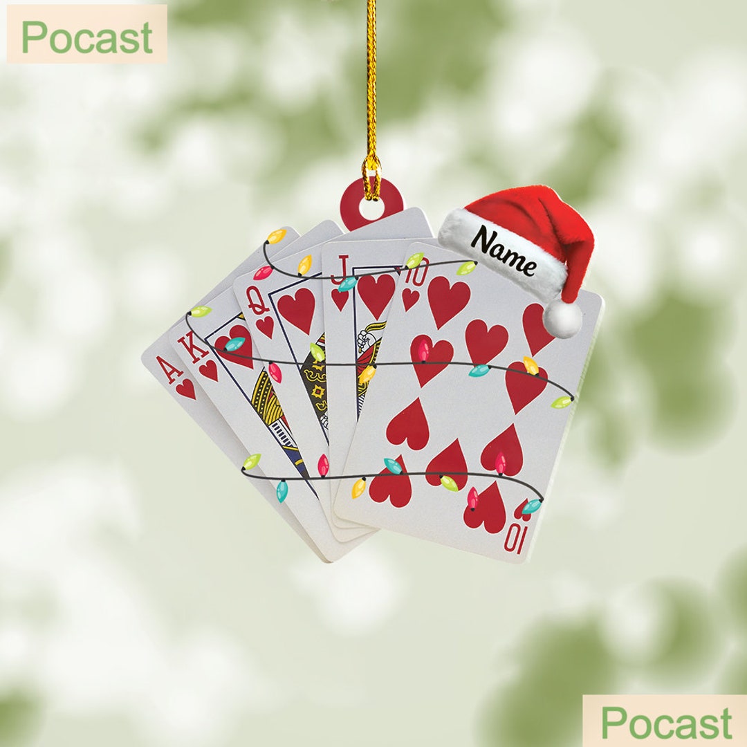 Playing Card Christmas Hanging Ornament, Casino Games Ornament, Poker