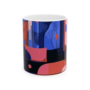 Modern Abstract Ceramic Mug, Colorful Coffee Cup, Artistic Tea Mug, Graphic Design Drinkware, Unique Gift for Art Lovers
