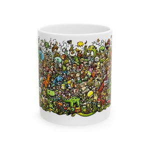 Taza de cerámica con diseño de criatura caprichosa, regalo divertido, taza de café, taza artística, decoración única para el hogar, diseño de animales de dibujos animados