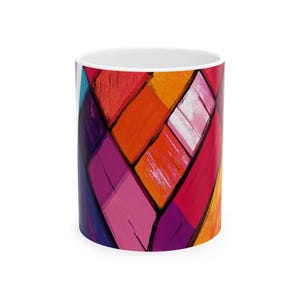 Vibrant Art Ceramic Mug - Colorful Coffee Cup for Tea Lovers, Artistic Gift, Home Decor, Birthday Present, Creative Kitchenware