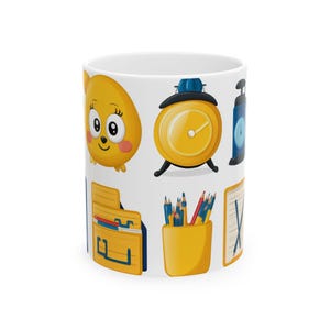 Taza de cerámica con temática escolar: decoración divertida para el aula, regalo para profesores, accesorio para estudiantes, taza de café para la vuelta al cole, bonito portavasos.