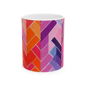 Colorful Patterned Ceramic Mug, Vibrant Coffee Cup, Perfect Gift for Friends, Art Lovers, Kitchen Decor, Birthday Present, Tea Lovers