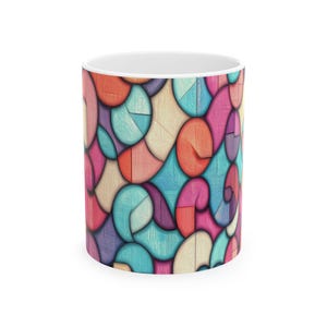 Colorful Abstract Swirl Ceramic Mug, Artistic Coffee Cup, Home Decor, Gift for Coffee Lovers, Modern Kitchenware