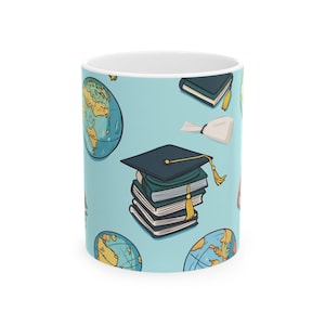 Abschluss-Themen-Keramik-Tasse | Perfektes Geschenk für Studenten, Lehrer, Kaffeeliebhaber, Schulanfang, Abschlussfeiern